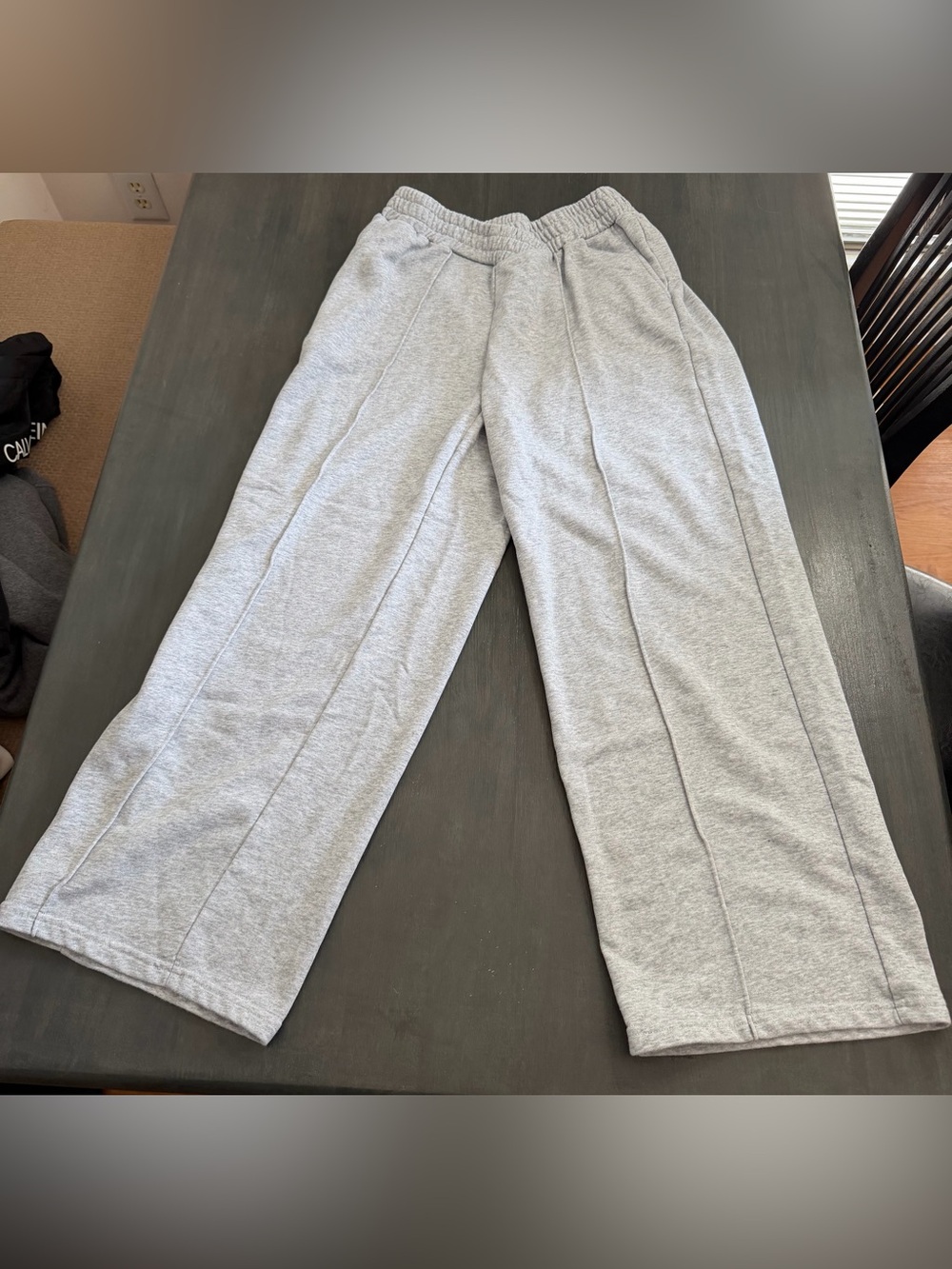 Trendy Queen Wide Leg Sweatpants Gray Lounge Athleisure Pants Size L